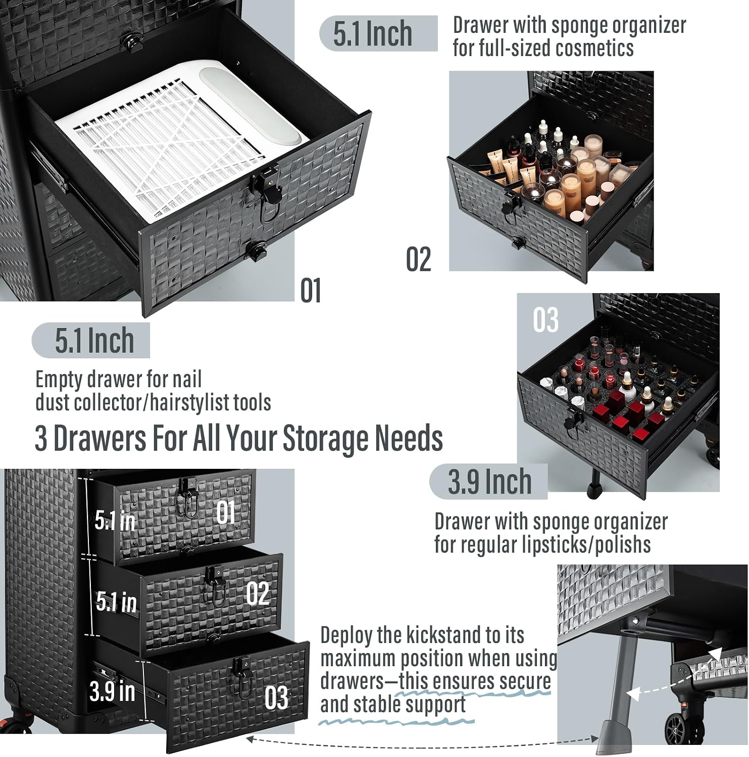 Rolling Salon Cart with 3 Draw - Spa & Wellness Earth City Москва Шелепиха recension och pris